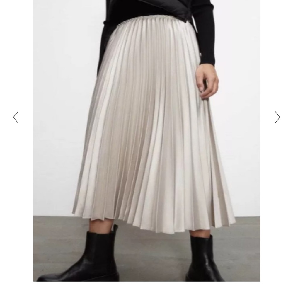 Zara Pleated Midi Skirt - silver metallic velvet